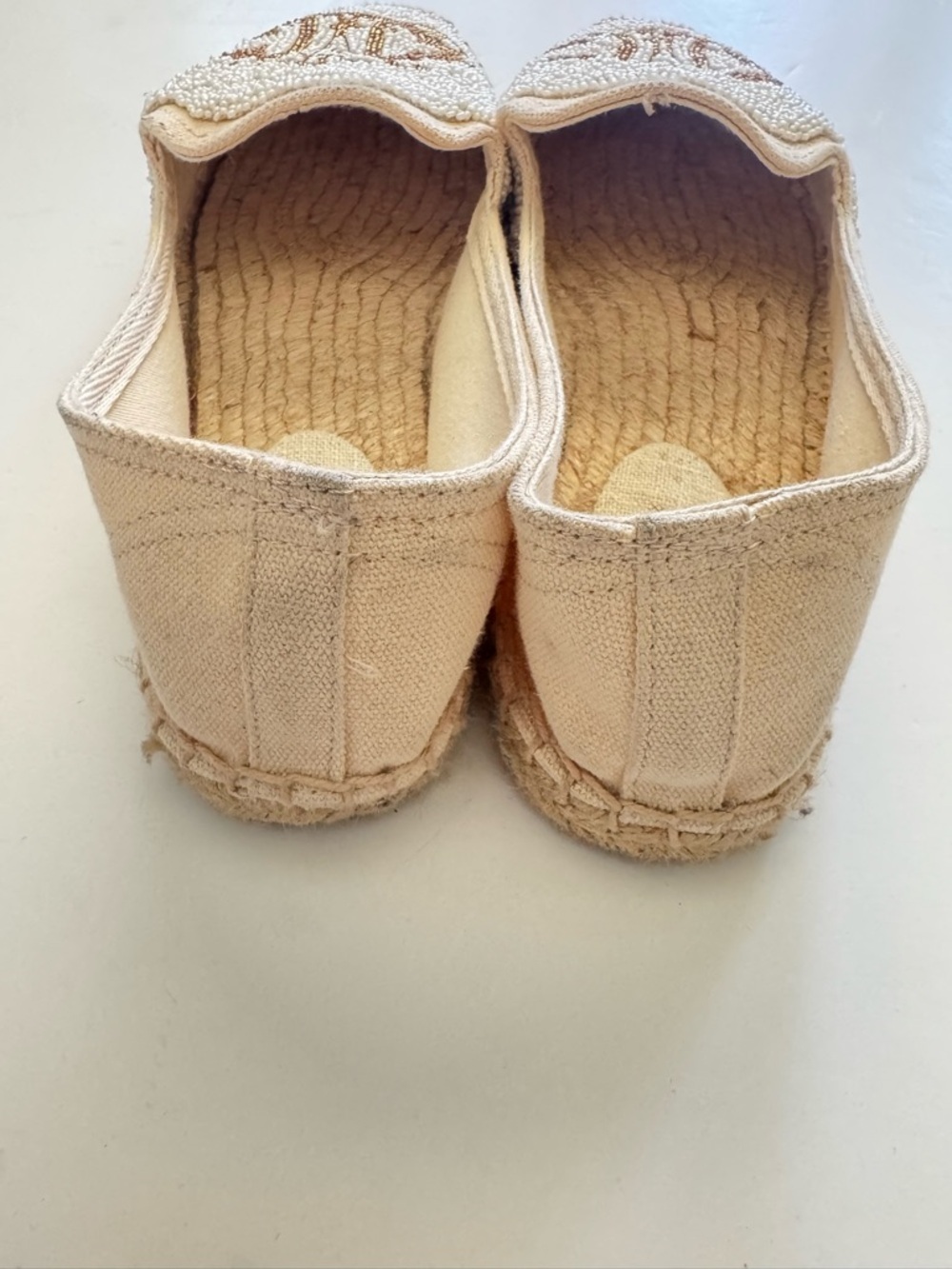 Tiana Gold & White Embellished Slip-On Flats Espadrille size 9 - Picture 3 of 6